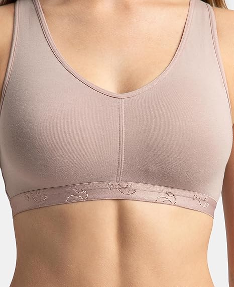 Jockey ES04 Women’s Wirefree Padded Cotton Sleep Bra – Full Coverage with Removable Pads